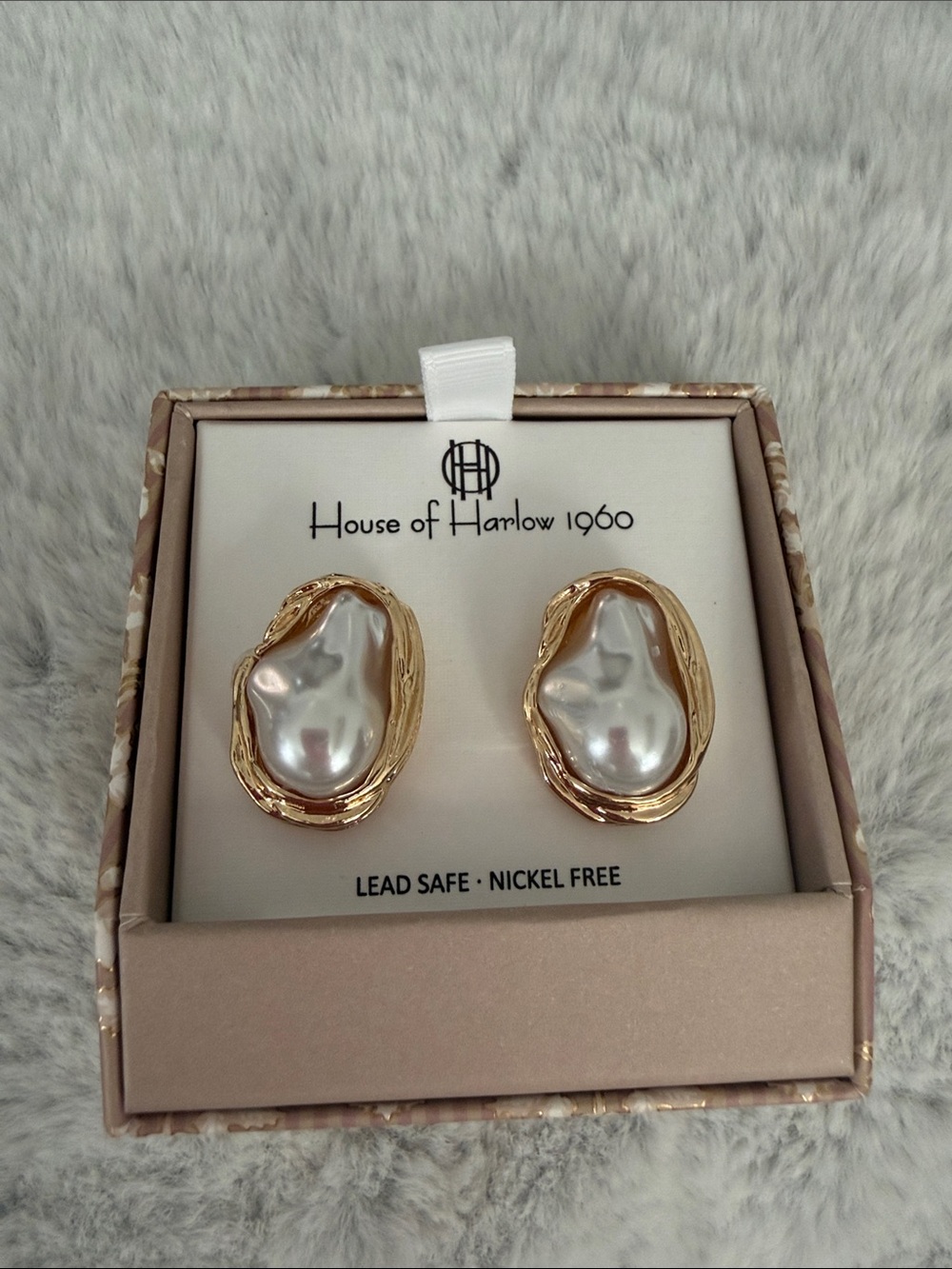House of Harlow 1960 Gold-Tone Baroque Pearl Clip Earringsโ - White